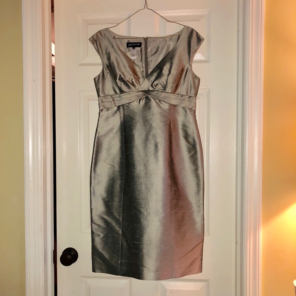 Jones New York Dress - grey silk dress